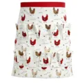 Delantal de recolección de huevos con bolsillos, medio delantal de lona con estampado de granja. - Pollo Rojo Pequeño Bolsillos de Dos Filas