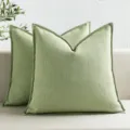 Hellgrünes Kissen mit Chevron-Struktur, weiches Deko-Kissen für Sofa und Bettraum. - 45x45cm (Kissenbezug) / Bohnengrün