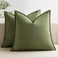Grünes Chenille Zierkissen mit Fischgrätenmuster, elegantes Sofakissen für moderne Wohnräume. - 45x45cm (Kissenbezug) / Olivgrün