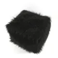 Zwart lang pluche kubus poef lui sofa kussen detail weergave, gezellige huisdecoratie voor thuis. - 30x45x45 cm (alleen hoes) / Zwart