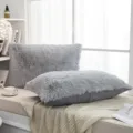 Graues flauschiges Pluesch Zierkissen Sofa Kissen fuer Wohnzimmer Schlafzimmer Deko - Hellgrau