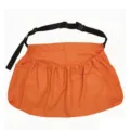 Orange harvesting apron with adjustable black straps and big pockets for fruit picking. - Orange