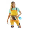 Delantal impermeable de TPU amarillo transparente con tirantes de cadena para peluquería. - TPU naranja