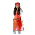 Delantal impermeable de TPU rojo transparente con bolsillo para arte y peluquería - TPU rojo
