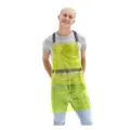Delantal transparente de TPU verde lima con tirantes de cadena negros y bolsillo con cremallera trabajo. - TPU verde