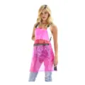 Delantal impermeable de TPU rosa transparente con tirantes de cadena y bolsillo para trabajo y arte. - TPU morado