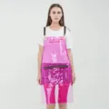 Rosa TPU transparente Damen Schuerze mit Kettentraegern und Reissverschlusstasche fuer Arbeit. - 30 Seide (0.3mm) / TPU Violettes Reißverschluss-Modell