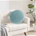 Japanese style velvet round throw pillow for sofa cushion, soft and comfortable home decor item. - 45x45cm (Pillow Cover) / Lake Green