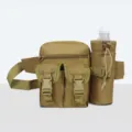 Taktische Hüfttasche mit Flaschenhalter multifunktional Outdoor Laufen Sport Bauchtasche - Khaki