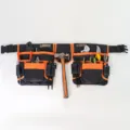 Multi-function oxford cloth tool belt pouch with multiple pockets for hardware storage. - YB012 Black & Orange Set (Without Magnetic Buckle)
