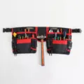 Multi-functional oxford cloth tool waist bag with multiple pockets and hammer holder, black and red. - YB012 Black & Red Set (Without Magnetic Buckle)