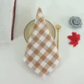 Pure linen checkered napkin, brown and white square table napkin for hotel and dining table - 45*45 (±1cm) / Caramel Plaid CJ001