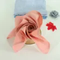 Pure linen napkin for hotel western dining, square plain table cloth rose fold variant. - Mudstone Pink CJ001