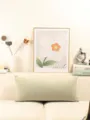 Cojín lumbar de chenilla verde estilo nórdico en detalle, decoración suave y acogedora. - Verde matcha