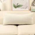 Cojin lumbar de chenilla de estilo nordico color crema suave y rectangular para sofa salon - Blanco Crema