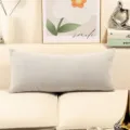 Fundas de cojín largo de chenilla estilo crema nórdico, cojín lumbar rectangular suave. - Gris Espacial