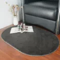 Alfombra ovalada gris oscura de felpa gruesa pelo de conejo sintético para sala de estar acogedora - 60*90cm / Negro