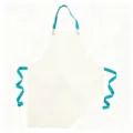 Tablier en toile avec bretelles turquoise, poche avant pour cuisine et restaurant. - Blanc