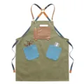 Vintage thick canvas apron with multi pockets, durable tool apron for baristas and barbers. - Army Green