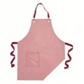 Tablier de cuisine en toile rose avec bretelles bourgogne et poche avant, bavette de cuisson. - Rose