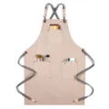 Tablier en toile épaisse durable avec bretelles croisées et poches multiples pour le travail. - Toile Épaisse Sangle Style E / Kaki