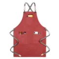 Tablier de travail en toile épaisse avec bretelles croisées, multi-poches, tablier de cuisine barista. - Toile Épaisse Sangle Style E / Orange