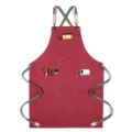 Tablier de cuisine en toile épaisse croisé au dos avec plusieurs poches pour barista et chef. - Toile Épaisse Sangle Style E / Rouge Pastèque