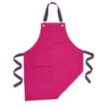 Grembiule da cucina in tela magenta con spallacci viola e tasca frontale per uso pratico. - Rosso rosa