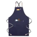 Tablier en toile de denim épaisse avec bretelles croisées et poches, vêtement de travail. - Toile Épaisse Sangle Style F / Bleu