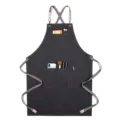 Tablier en toile sombre avec bretelles croisées et poches multiples pour cuisine et barista. - Toile Épaisse Sangle Style F / Gris foncé