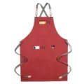 Tablier de travail en toile épaisse avec bretelles croisées et poches pour cuisine et café. - Toile Épaisse Sangle Style F / Orange