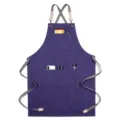 Variante de tablier en toile violette avec bretelles croisées et poches multiples. - Toile Épaisse Sangle Style F / Violet
