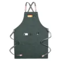 Tablier de travail en toile epaisse croise au dos, poches multiples, tablier de cuisine vert - Toile Épaisse Sangle Style F / Vert Militaire