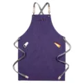 Canvas work apron with cross straps, multi-pockets for kitchen, cooking, and hair salon use. - Style C / Purple