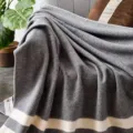Grey knitted wool blend sofa throw blanket cozy warm double sided cover for living room - 160*220CM / Gray