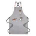 Thick canvas work apron with cross straps and multi-pockets for baristas, kitchens, and cafes. - Webbing Thick Canvas Type A / Gray