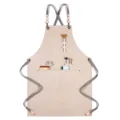 Thickened canvas apron with cross-back straps and multiple pockets, perfect for barista and kitchen. - Webbing Thick Canvas Type A / Khaki