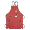 Tablier en toile de coton épaisse avec bretelles croisées et poches pour cuisine, barista, café. - Toile Épaisse Sangle Type A / Orange
