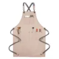 Tablier en toile épaisse avec bretelles croisées et plusieurs poches pour cuisine et café. - Toile Épaisse Sangle Type B / Kaki