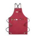 Tablier de cuisine professionnel en toile de coton épaissie avec bretelles croisées. - Toile Épaisse Sangle Type B / Rouge pastèque