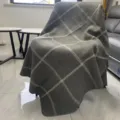 Cozy gray plaid knit blanket, soft wool blend throw for couch, sofa and office use. - 130x160cm / Light Gray