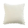 Nordischer einfarbiger Plüsch Kissenbezug mit Bommeln für Sofa Schlafzimmer Dekoration - 45x45cm (Kissenbezug) / Weiß