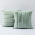 Salbeigrüner Kunstpelz Kissenbezug weicher Plüsch gestreifter Kissenbezug für Sofa Schlafzimmer - 30x50cm (Ohne Kern) / Matcha-Grün
