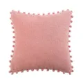 Nordischer einfarbiger Plüsch-Kissenbezug in Rosa mit süßen Pompons für Sofa. - 45x45cm (Kissenbezug) / Rosa