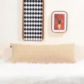 Long coussin de lit motif pied de poule jaune coussin de décoration pour canapé salon - 30x70 cm (Taie d'oreiller) / Pied-de-poule Orange