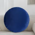 Round Velvet Pillow Soft Circle Throw Pillow Dark Blue Decorative Cushion for Sofa Couch - 45x45cm (Pillow Cover) / Navy Blue