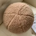 Round Teddy Fleece Throw Pillow Khaki Plush Ball Cushion Insert for Sofa Bed Decor - Diameter 30cm / Oatmeal