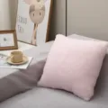 Λεπτομέρεια ροζ χνουδωτό μαξιλάρι sherpa μαλακή cozy θήκη για μοντέρνο καναπέ σαλονιού - 45x45cm (Thiki Maxilari) / Ροζ