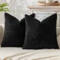 Schwarzer Chenille Kissenbezug, strukturierte gewebte Kissenhülle für Sofa Heimdekor. - 45x45cm (Kissenbezug) / Schwarz