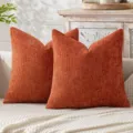Weicher Kissenbezug aus Chenille strukturierter gewebter Deko Kissenhülle für Sofa Wohnzimmer. - 45x45cm (Kissenbezug) / Karamellbraun
